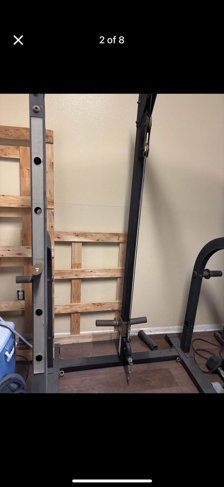 Nautilus Adjustable Squat Machine Power Rack w/ Pull-up Bar & Handle Attachment