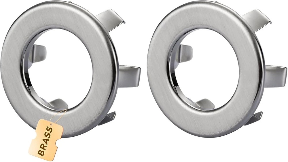 Sink Overflow Ring Brushed Nickel:  2 Pack Solid Brass Bathroom Vessel Sink Over