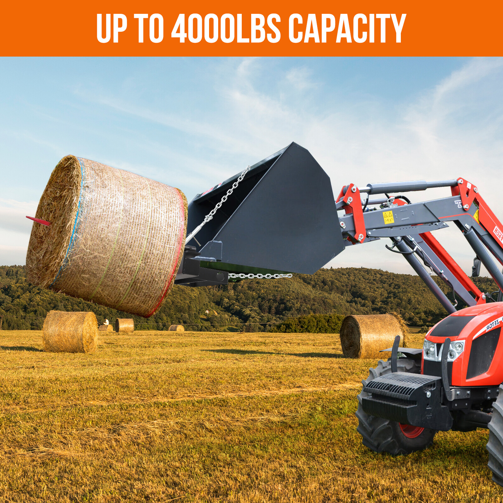 49" Hay Spear Bale Spear Skid Steer Loader Tractor Bucket Attachment Quick Attac