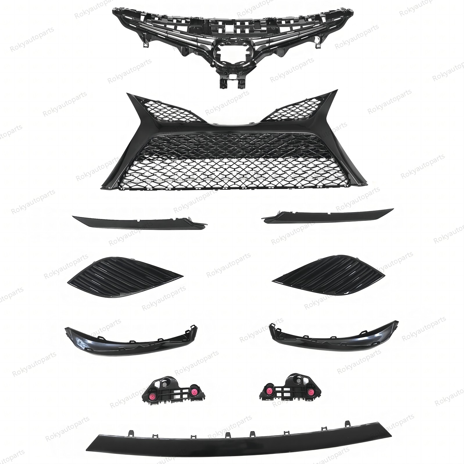 For Camry SE 2018-2020 Front Bumper Upper Lower Grille Mesh Molding Trim + Cover