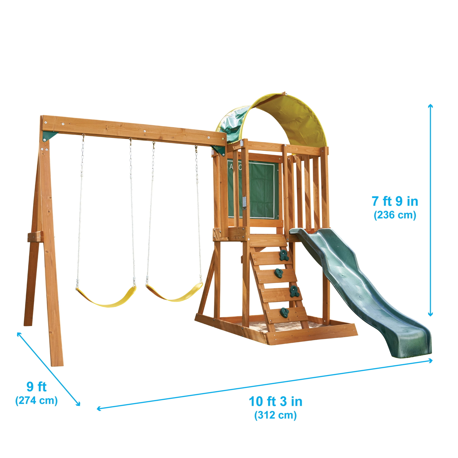 Wooden Swing Slide Set Cedar Outdoor Playground Chalk Wall Sandbox Rockwall New