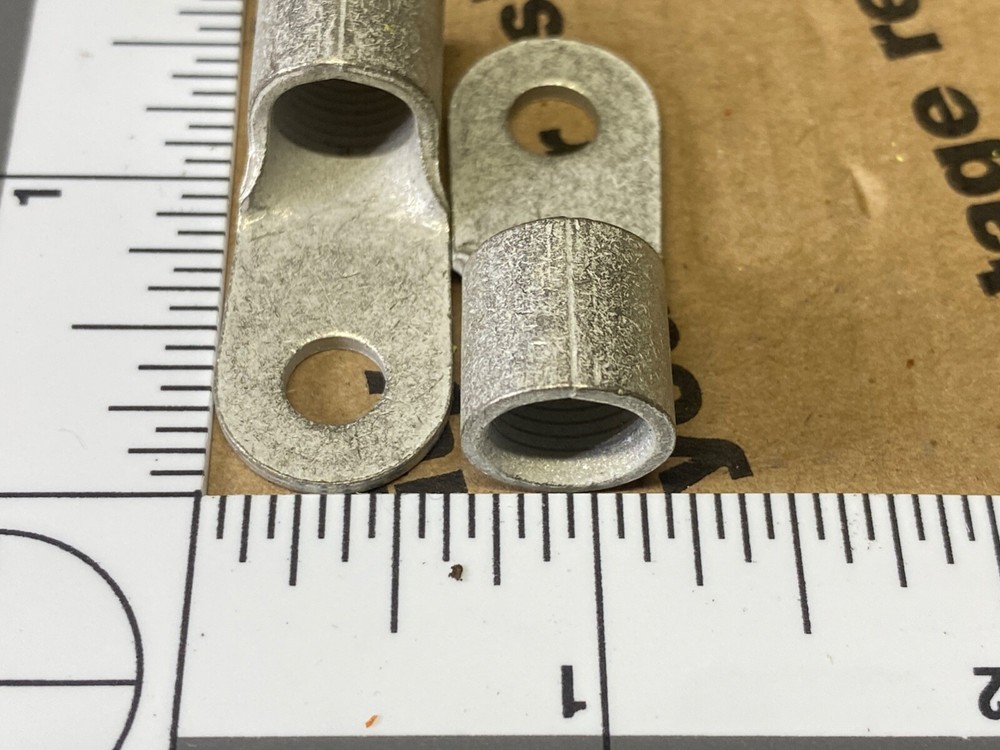 25 Ring Crimp Terminals (Size: 3/8"wire X 1/4" stud) HD Tinned Solid Copper AMP