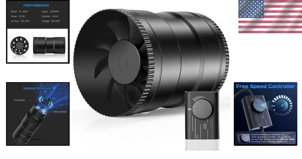 Powerful 6 Inch Inline Fan - Upgrade Controller