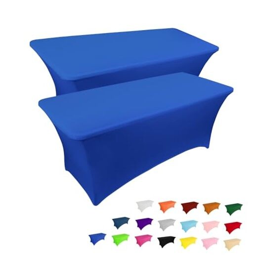 2 Pack 6FT Table Cloth for Rectangular Fitted Events 6 Ft - 2 Pcs Royal Blue