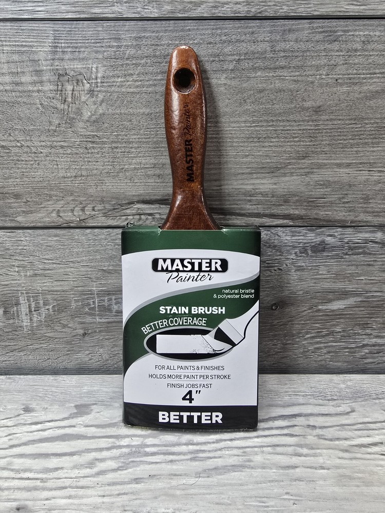 Master Painter Brush 4" Stain Brush Better Coverage Natural Bristle