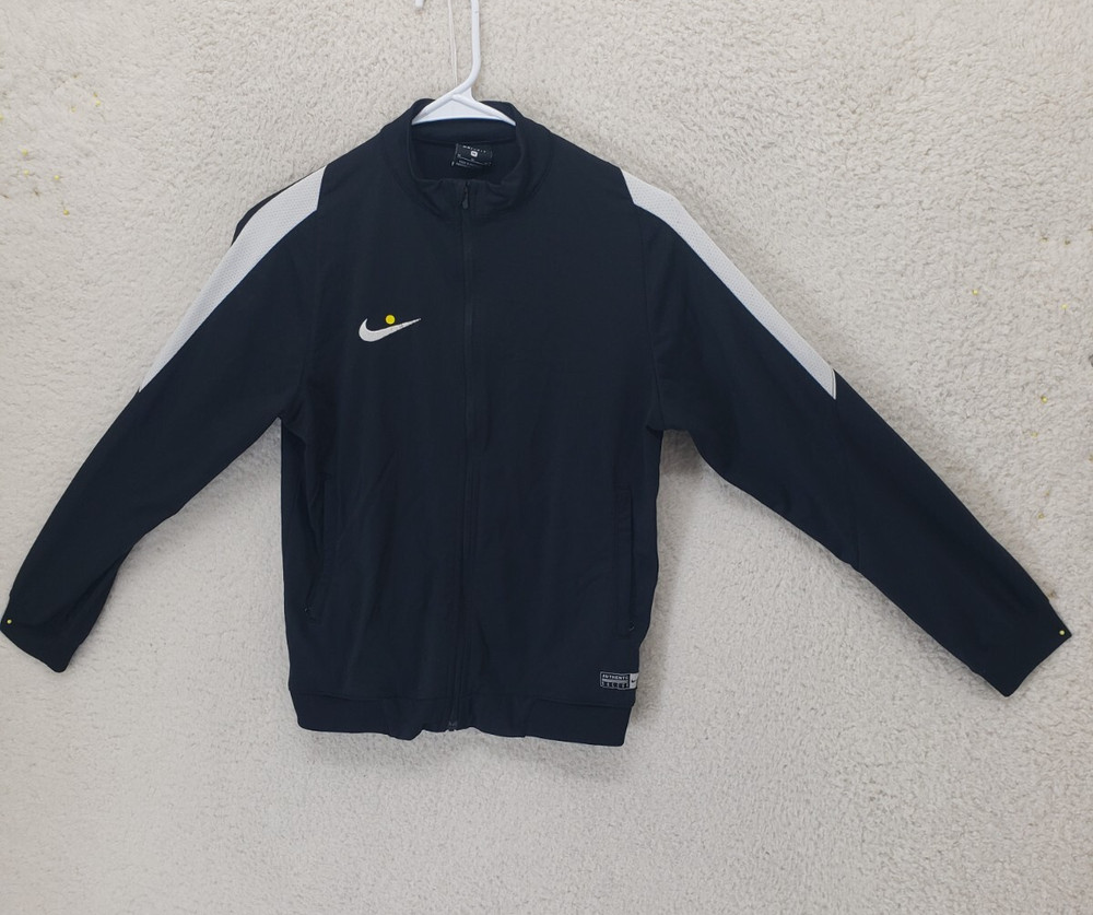 Nike Dri Fit Boys Jacket Medium Black Striped Polyester Full Zip Regular Fit