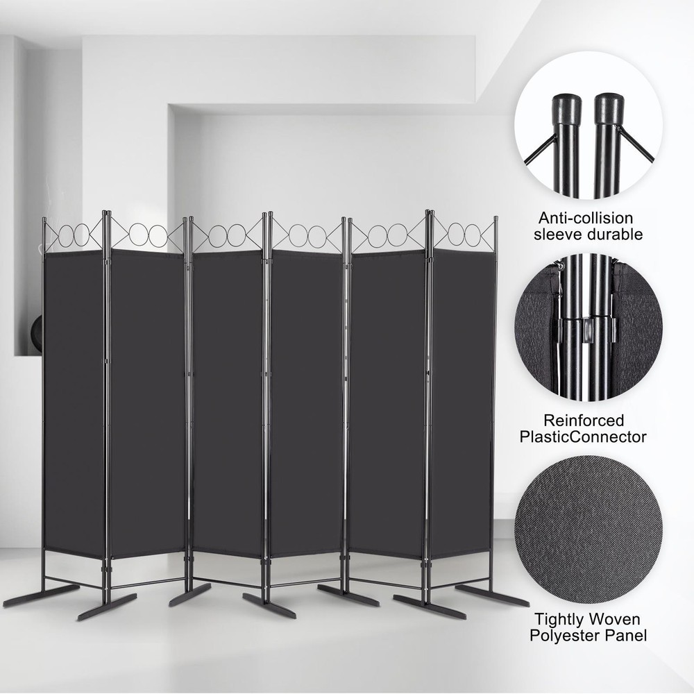 6 Panel Folding Privacy Divider 6 Ft Room Wall Divider Portable Partition Screen