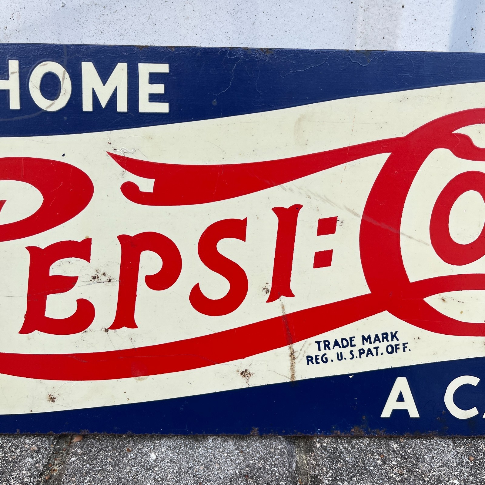 Original 1930's - 1940's Pepsi Cola Double Dot Metal Sign Double Sided