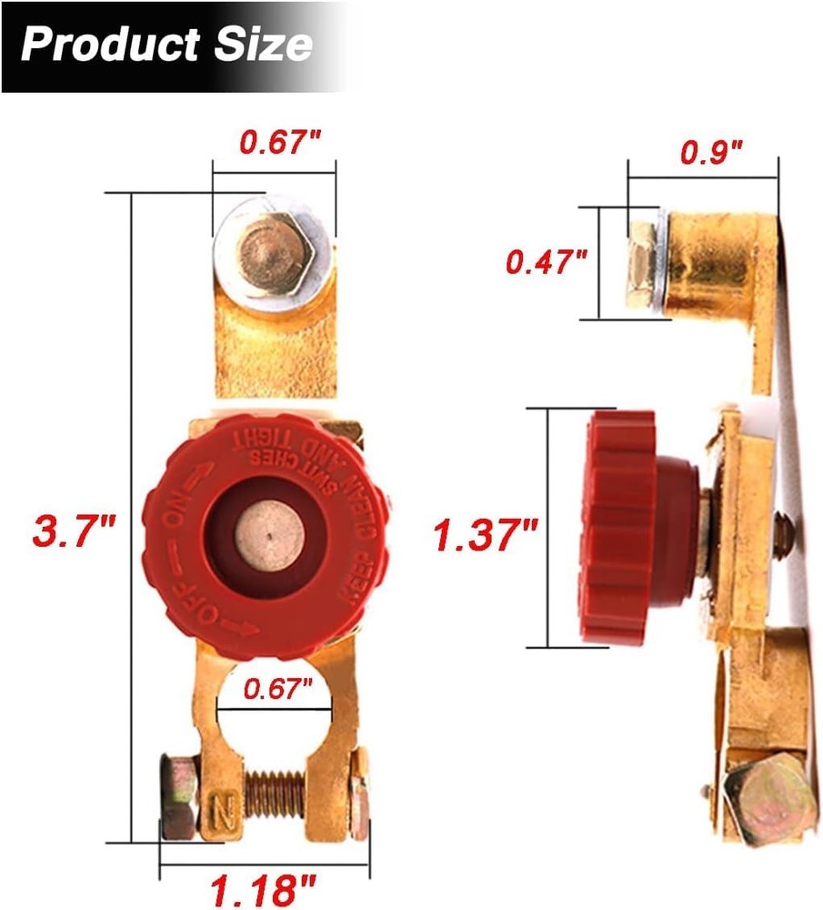 Top Post Battery Disconnect Switch - Quick Cut Off Red
