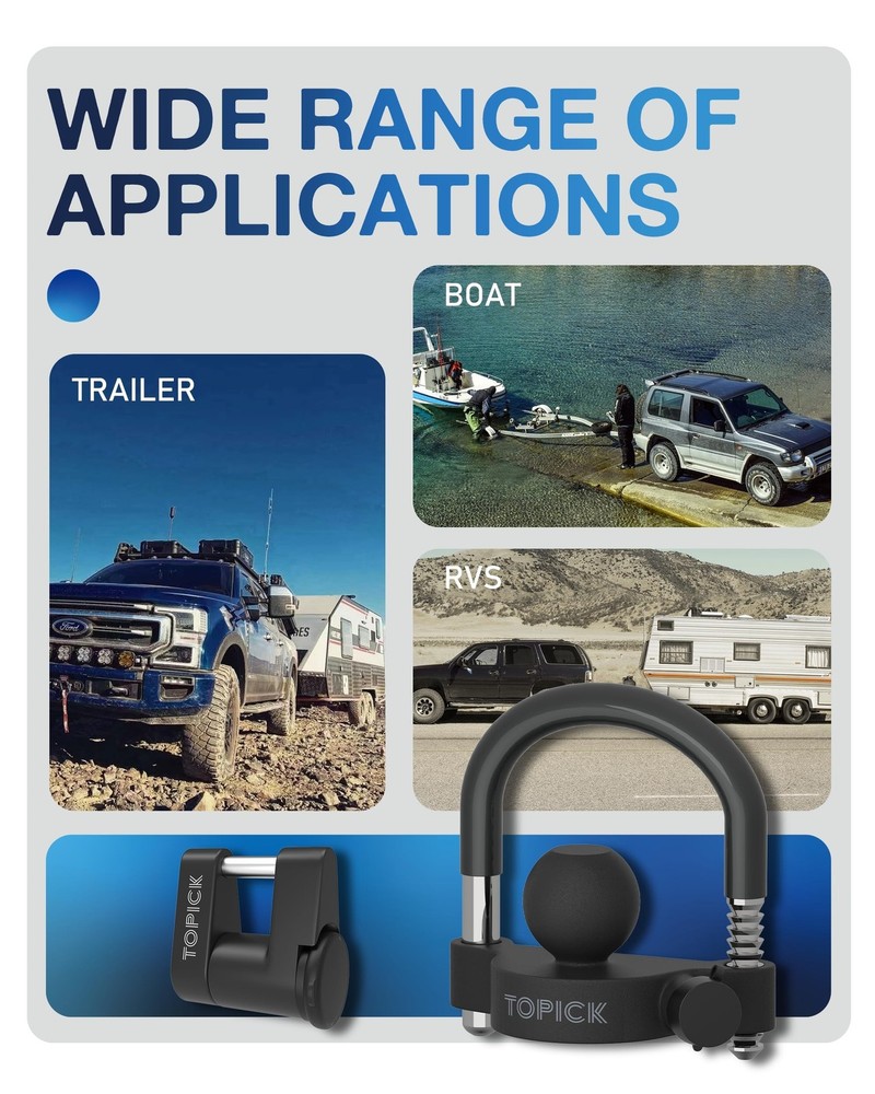 TOPICK Keyed Alike Trailer Coupler Lock Set, Trailer Lock Kit Include Univers...