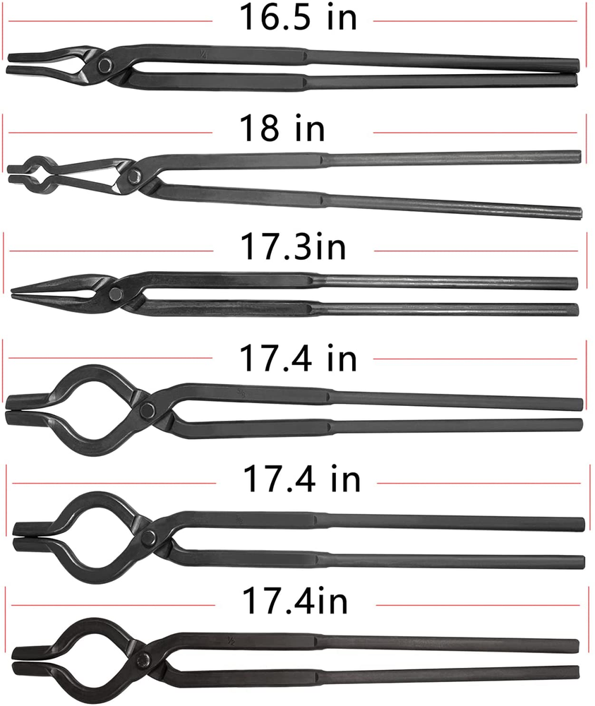 Beginner Blacksmith Tongs Bladesmith Forge Tongs Tools Set Anvil Forge 6PCs
