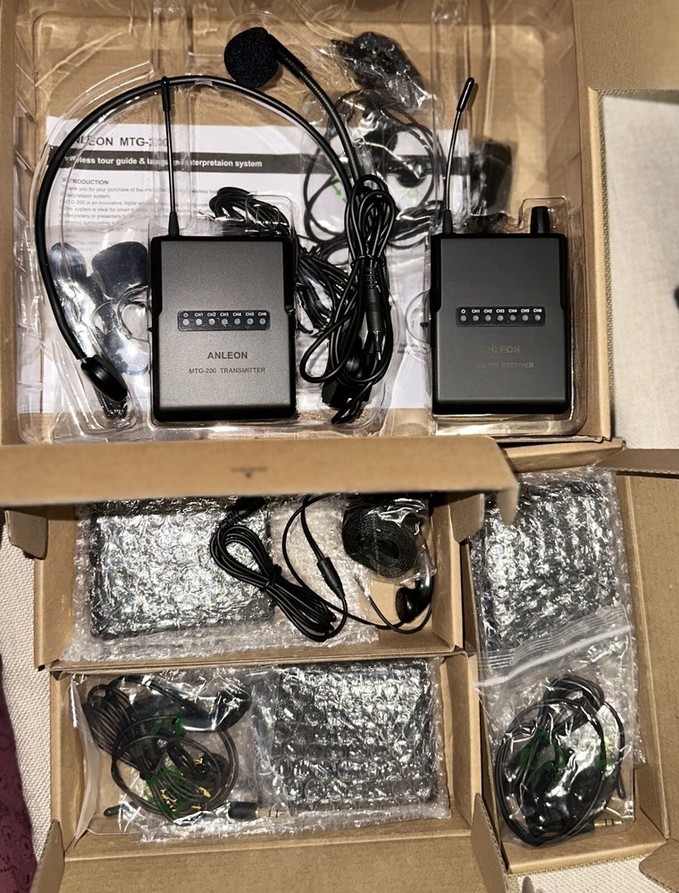 ANLEON MTG-200 Wireless Tour Guide & Language Interpretation System-4 Receivers