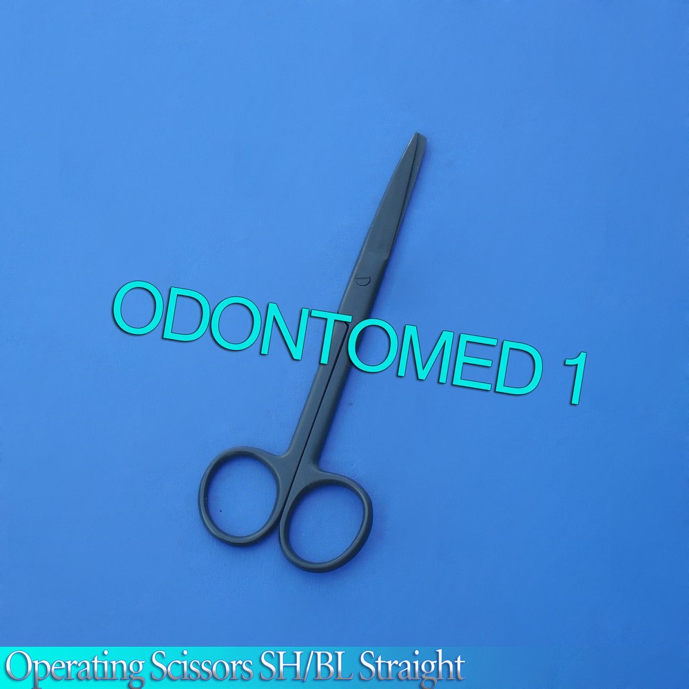 3 Operating Scissors Straight 5.5" Sharp/Blunt Black Coated Surgical Instruments