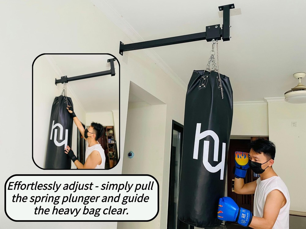 Wall Ceiling Heavy Bag Hanger Roller Mount Saving Space 44'' Long Ease Adjust...
