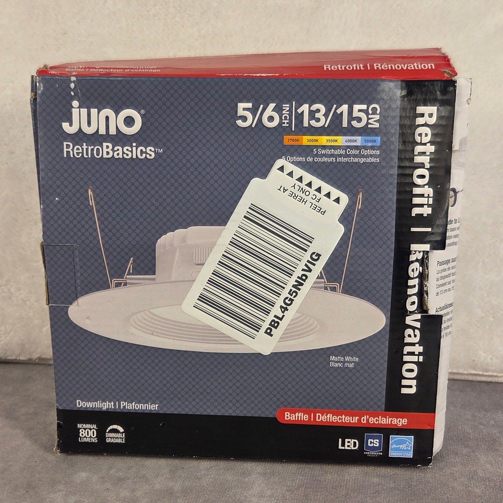 Juno RetroBasics 5/6 Inch LED Downlight Baffle Matte White 5 Switchable