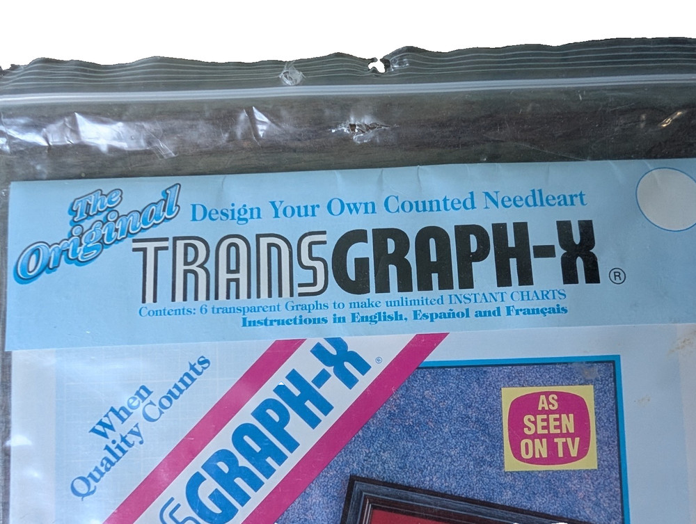 NOS TRANSGRAPH-X Design Your Own Counted Needleart 6 Plastic Graphs