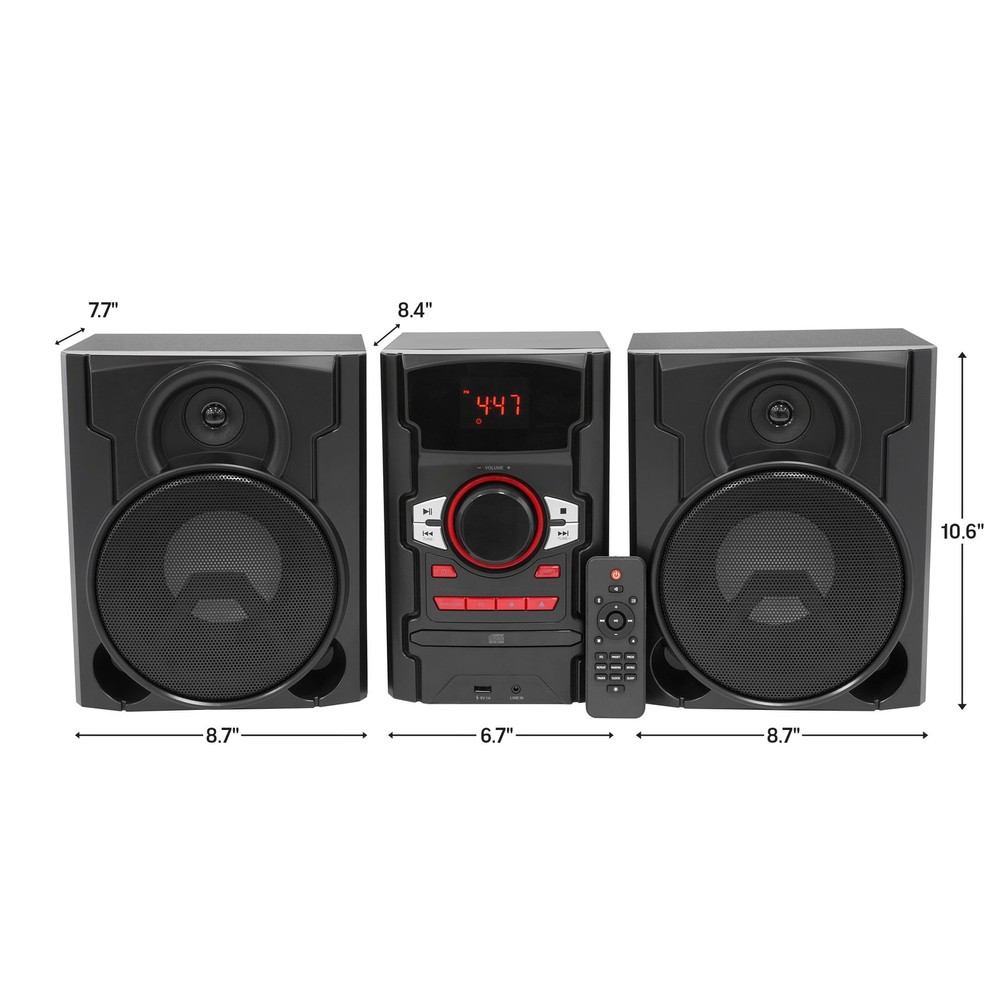 onn. 100W CD Stereo with USB & Bluetooth Connectivity