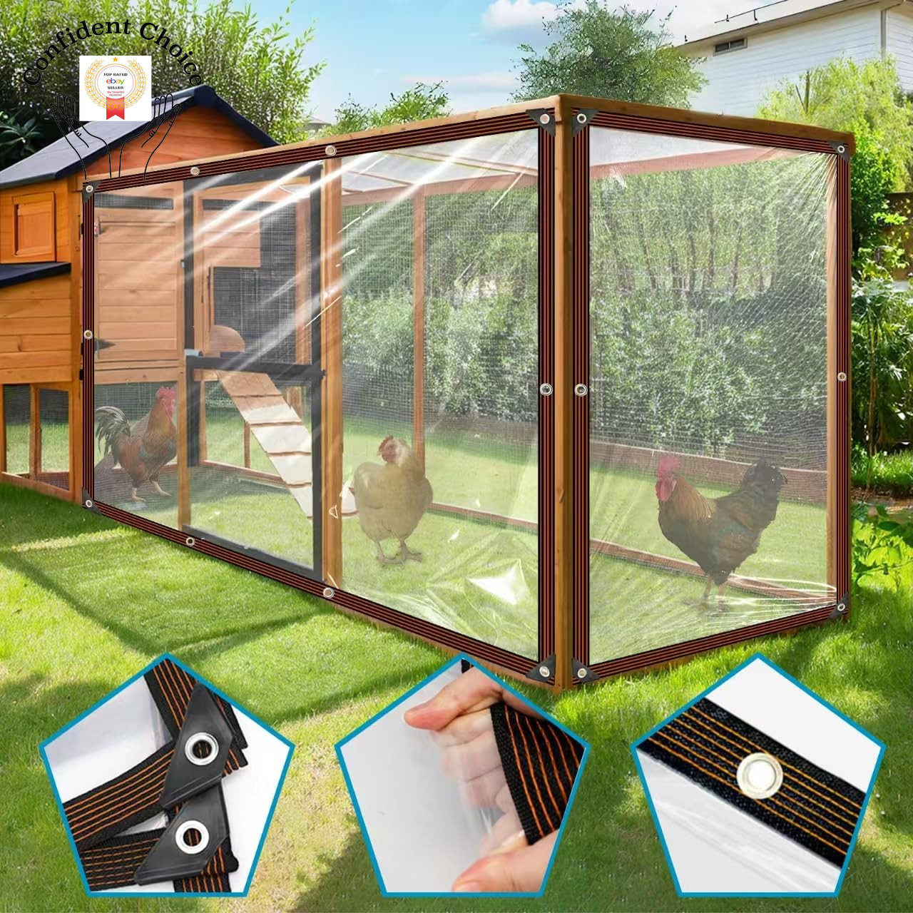 Clear Tarps Heavy Duty Waterproof - 8X10Ft Clear Plastic Tarp with Grommets Tran