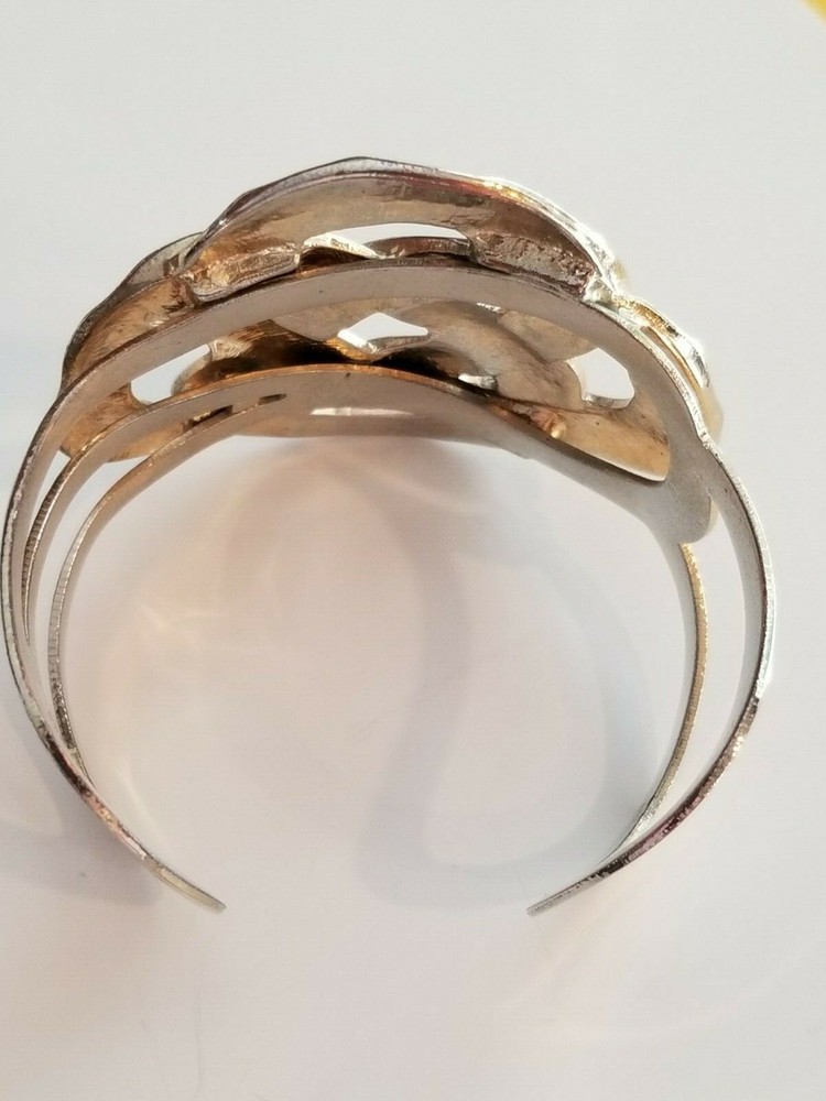 Hammered Silver-tone Twisted Bold Cuff Bracelet Boho-chic