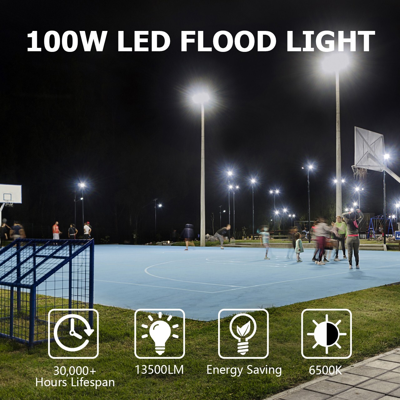 100W LED Flood Light Outdoor Super Bright Waterproof 6500K Daylight White