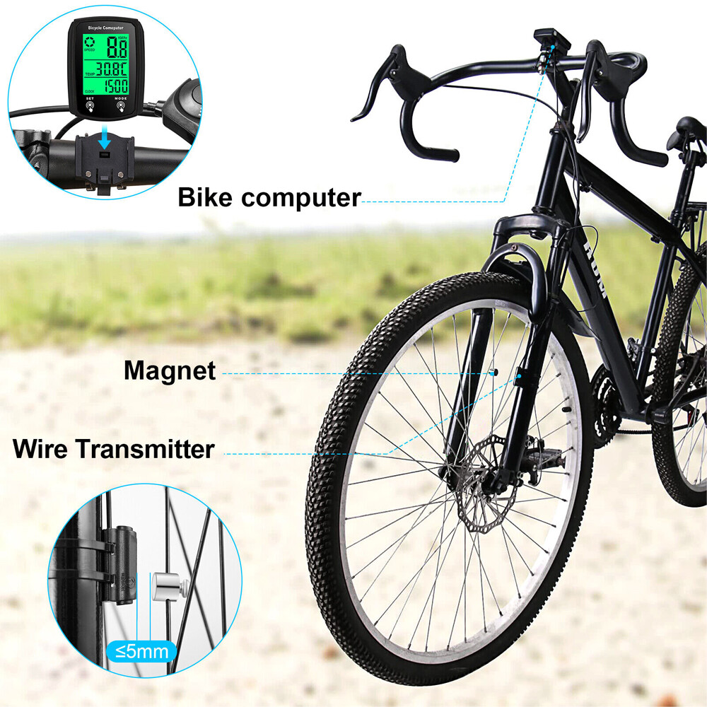 2PCS Wire LCD Digital Bicycle Computer Bike Cycling Speedometer Odometer