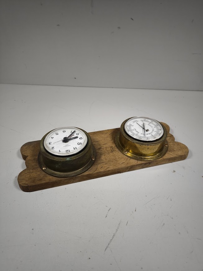 Vintage Wall Clock & Barometer Set - Working