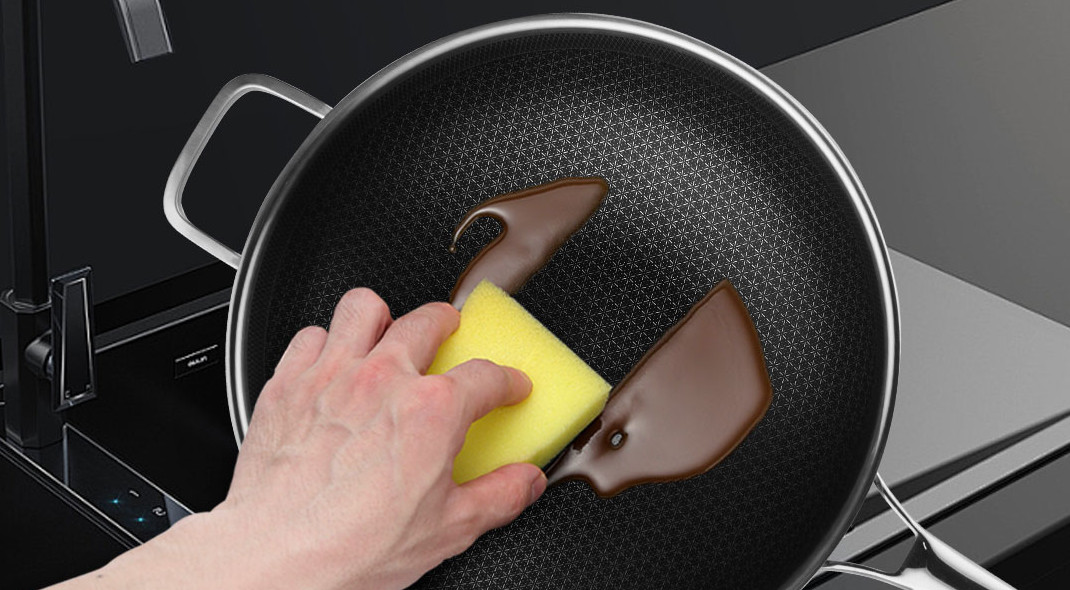 12" Hybrid Stainless Steel Nonstick Wok Pan w/Lid Induction Stir Fry HexClad