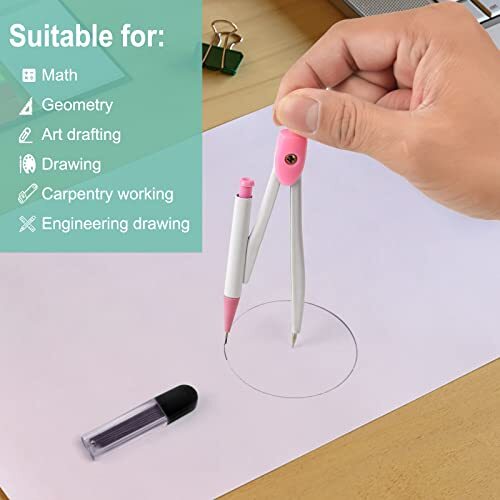 3 Packs Colorful Basic Metal Math Compass for Geometry Pink,blue and Green