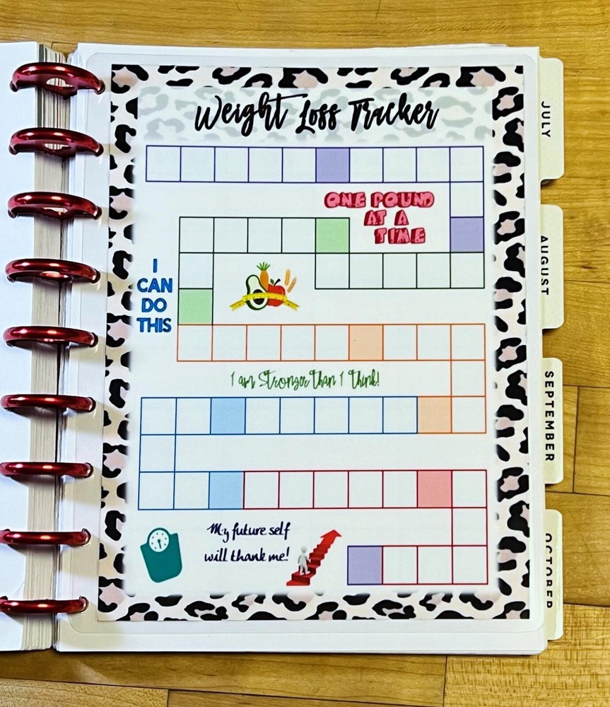 Weight Loss Tracker Diet Dashboard Insert for use with HAPPY Planner-