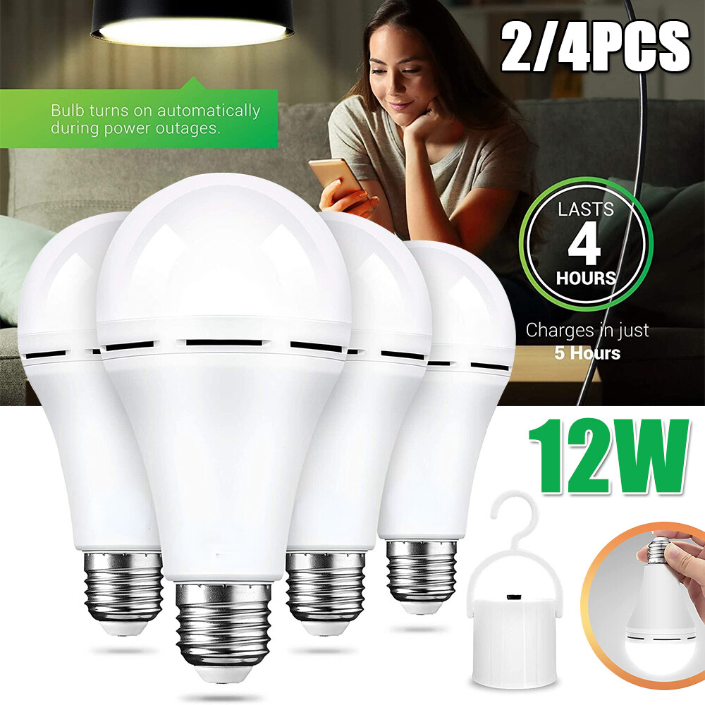4 Pack Rechargeable LED Emergency Bulb 4-6 Hours for Power Failure F2
