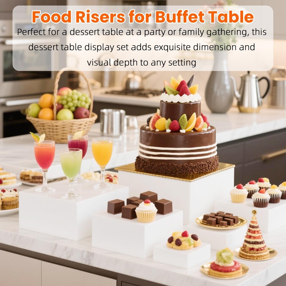 8 PCS Buffet Risers, Large Food Risers for Buffet Table, Dessert Table Displa...