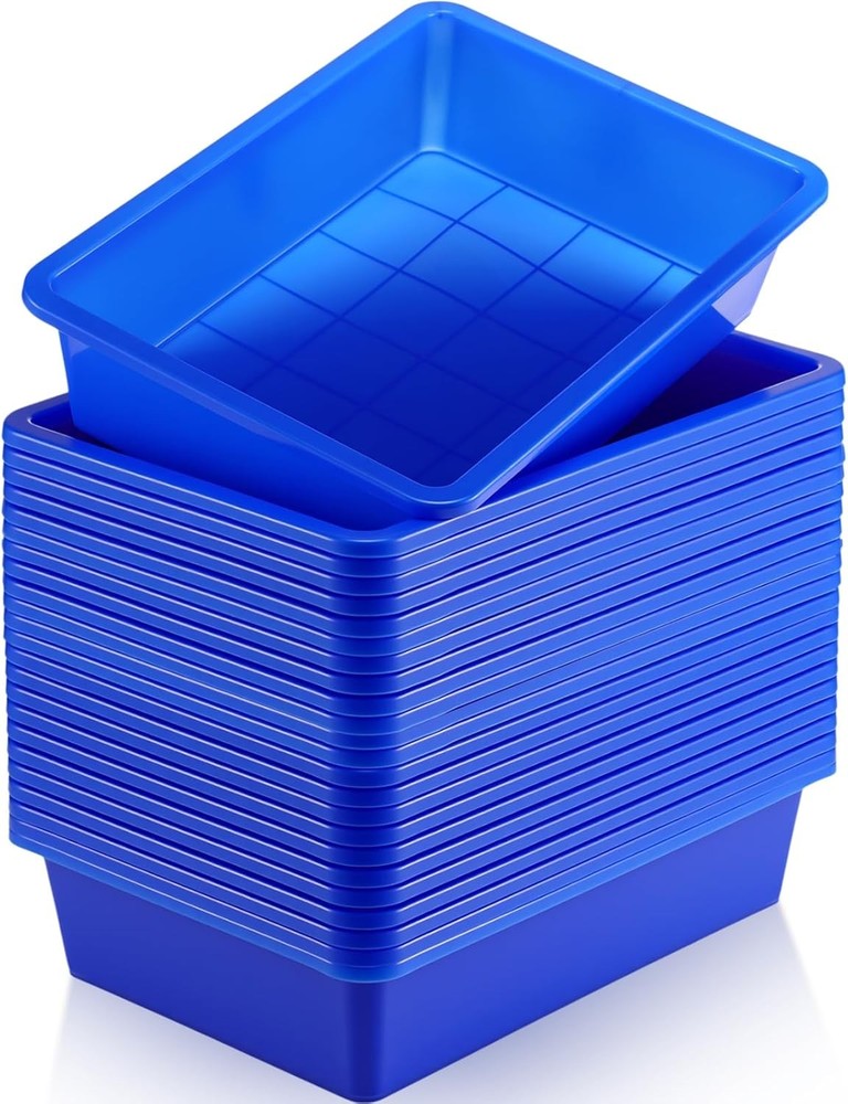 24 Pcs Plastic Paper Trays Classroom Stackable Letter Size Flat Organizer Bins