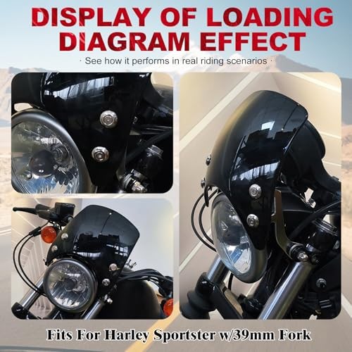 Motorcycle Adjustable Windshield Custom Compact Sport Black Windshield
