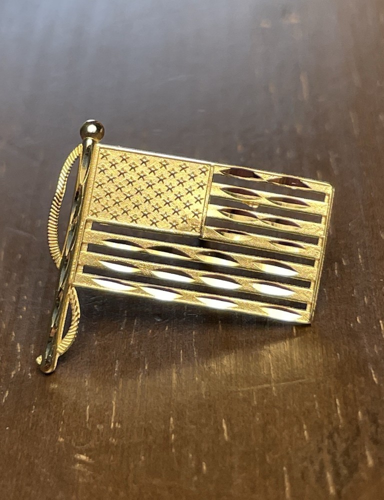 14K Solid Gold American Flag Lapel Pin!