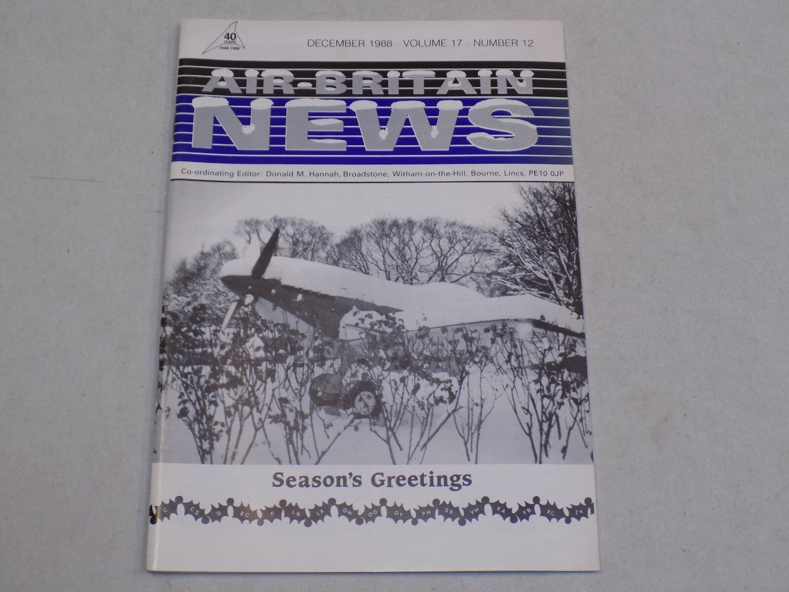 Air-Britain News Magazine Dec 1988 Airplanes History Season's Greetings RAF UK +