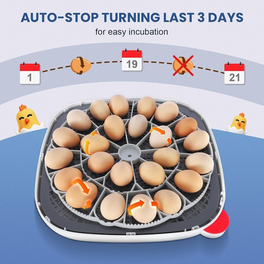 24 Egg Incubator with Automatic Egg Turning Temperature Control Humidity Display
