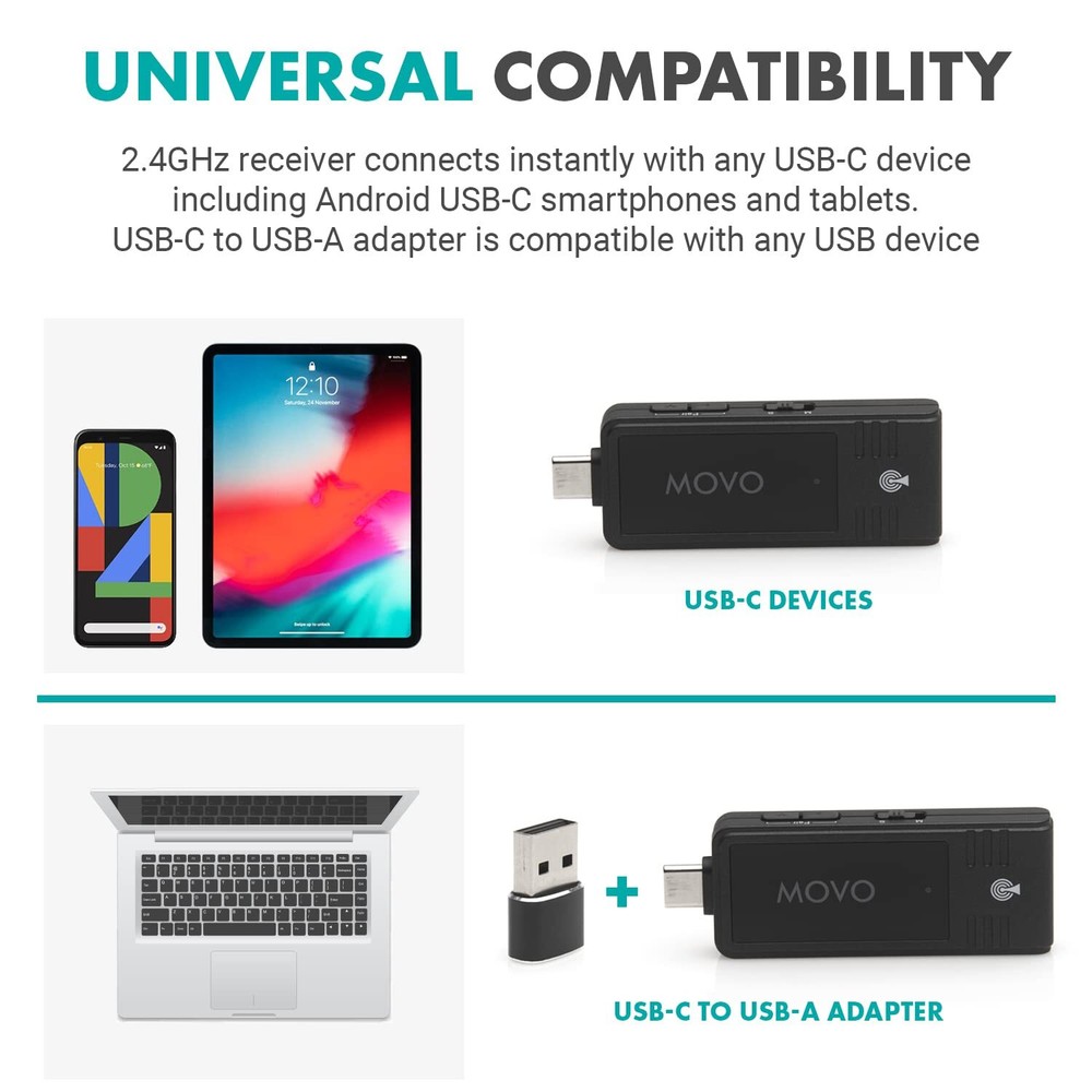 USB-C Wireless Lavalier Microphone for Computers Tablets Smartphones WMX-1-UL