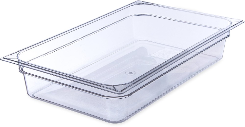 Clear Plastic Food Pan Full Size Spoonable Bottom Stacking NSF Listed Durable