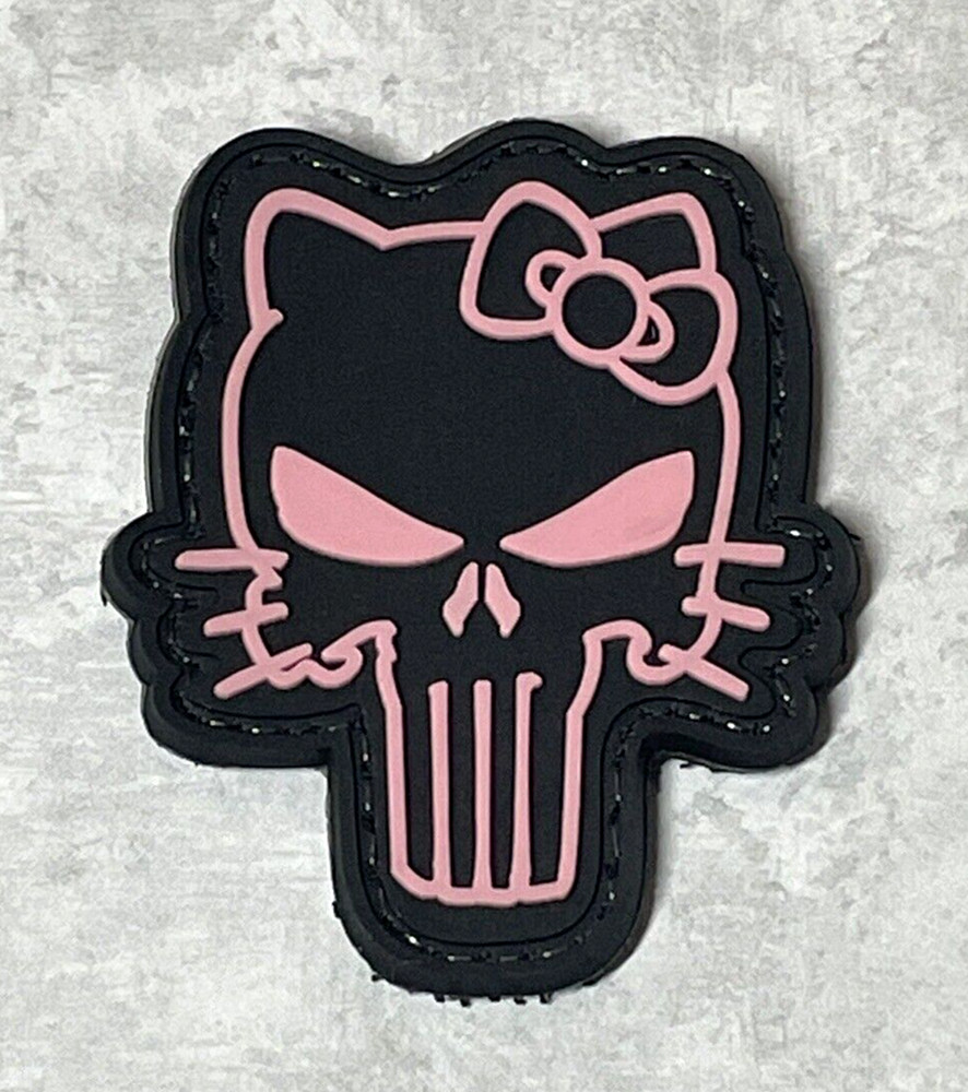 Hello Kitty Tactical Morale Patch, PVC Hello Kitty Gun Rubber Patch Hook Backed