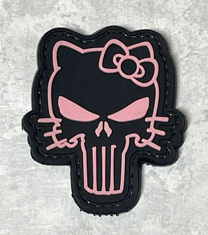 Hello Kitty Tactical Morale Patch, PVC Hello Kitty Gun Rubber Patch Hook Backed