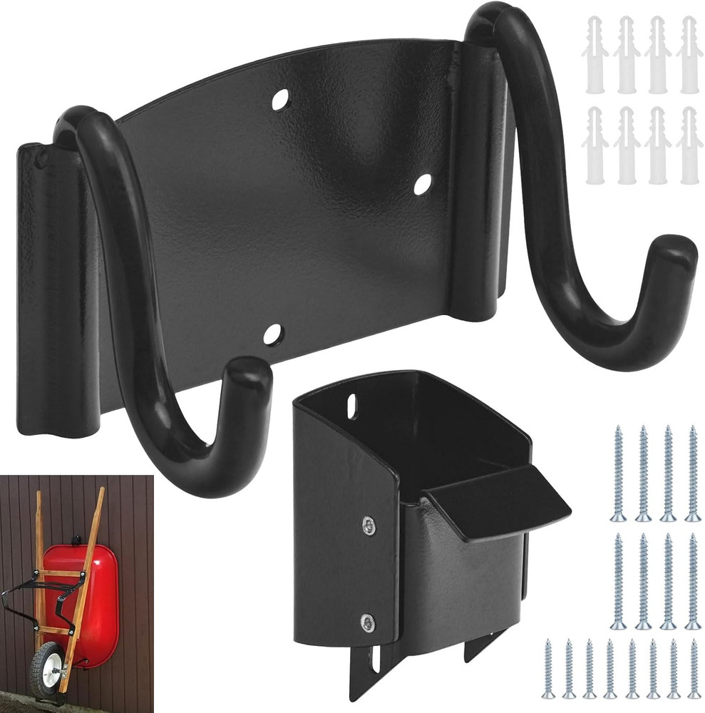Wheelbarrow Storage Bracket - 90 Lbs Capacity, Use for Most Wheelbarrows, Effect
