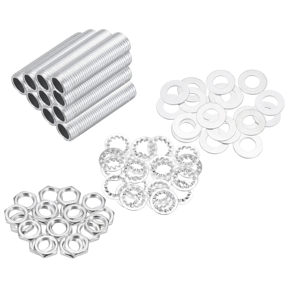 70Pcs 0.6" Lamp Pipe Kit with Nuts Washers 1/8IP Thread Fasteners Assortment