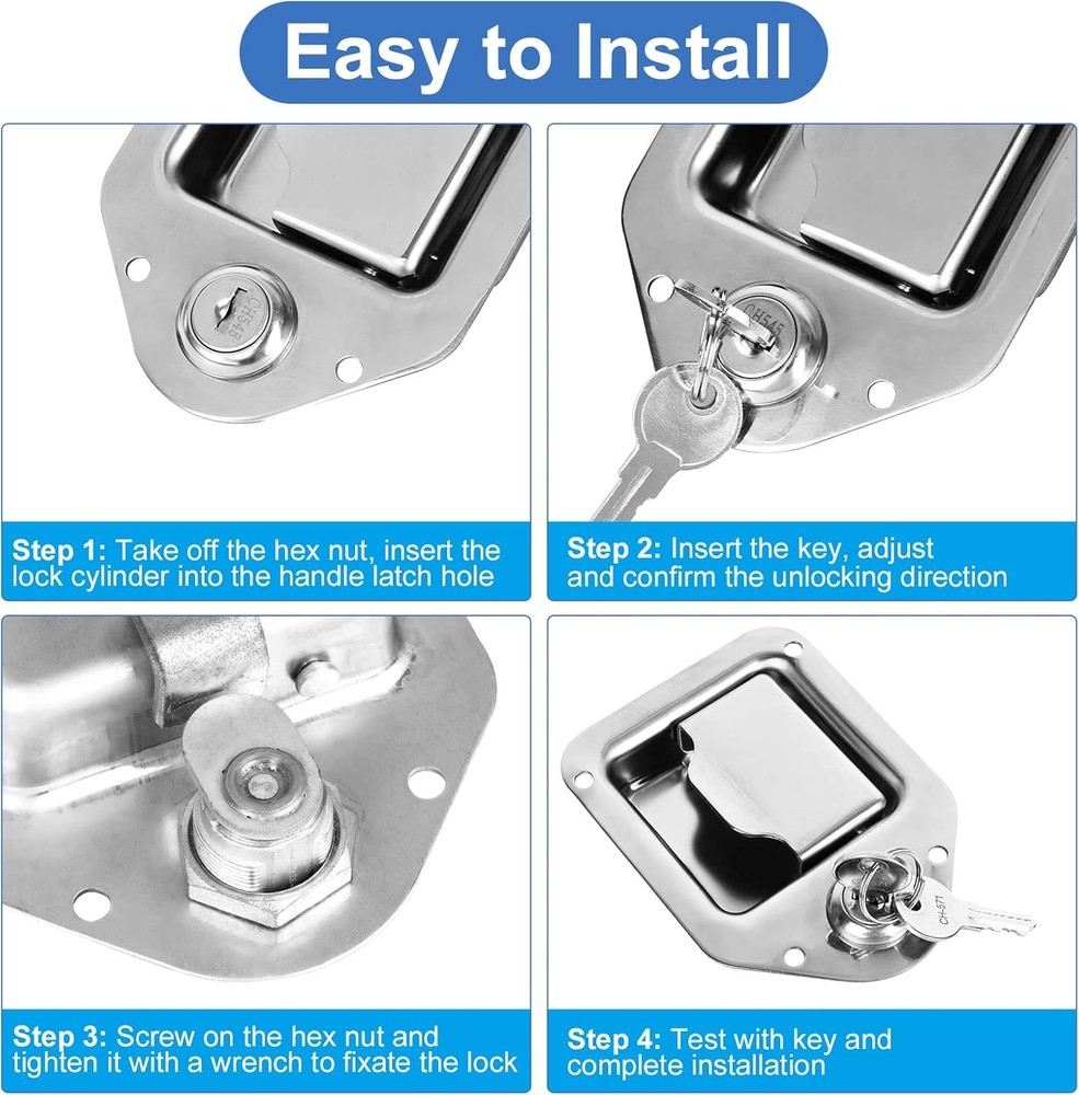 Truck Tool Box Lock Replacement, 2 Pack Keyed 2 - Alike, Silver