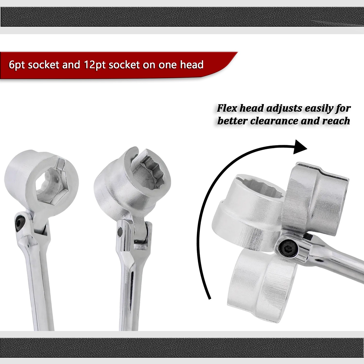 Double Sided Flexible O2 Sensor Wrench, 6 and 12 Point Socket Head 7/8" (22mm)