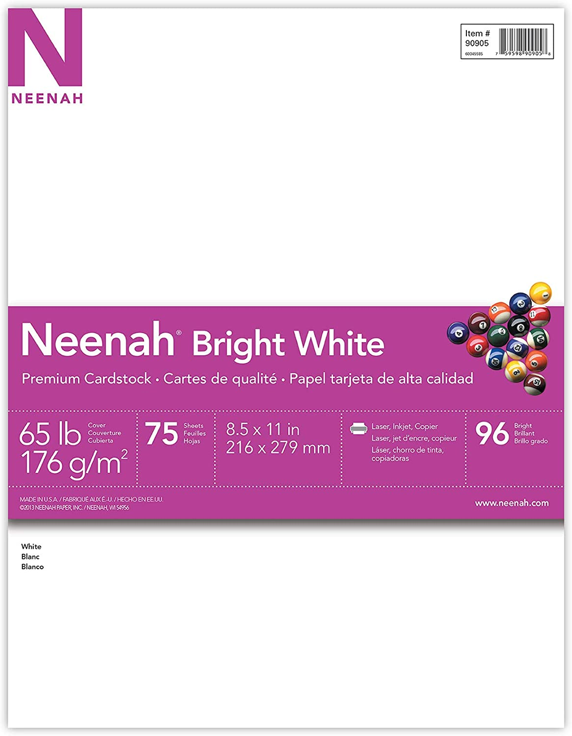 Bright White Cardstock 8.5 X 11 65 Lb/176 Gsm White 75 paper Sheets