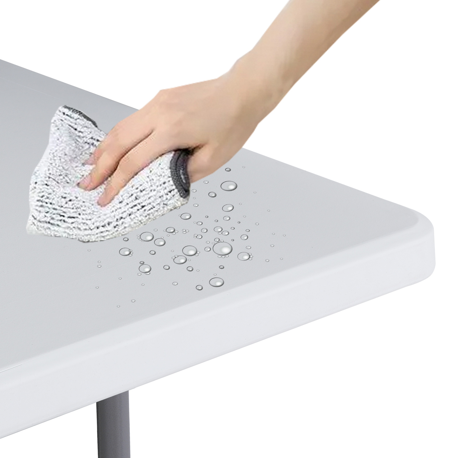 8FT Folding Table Fold-in-Half Plastic Dining Picnic Table for Outdoor w/ Handle