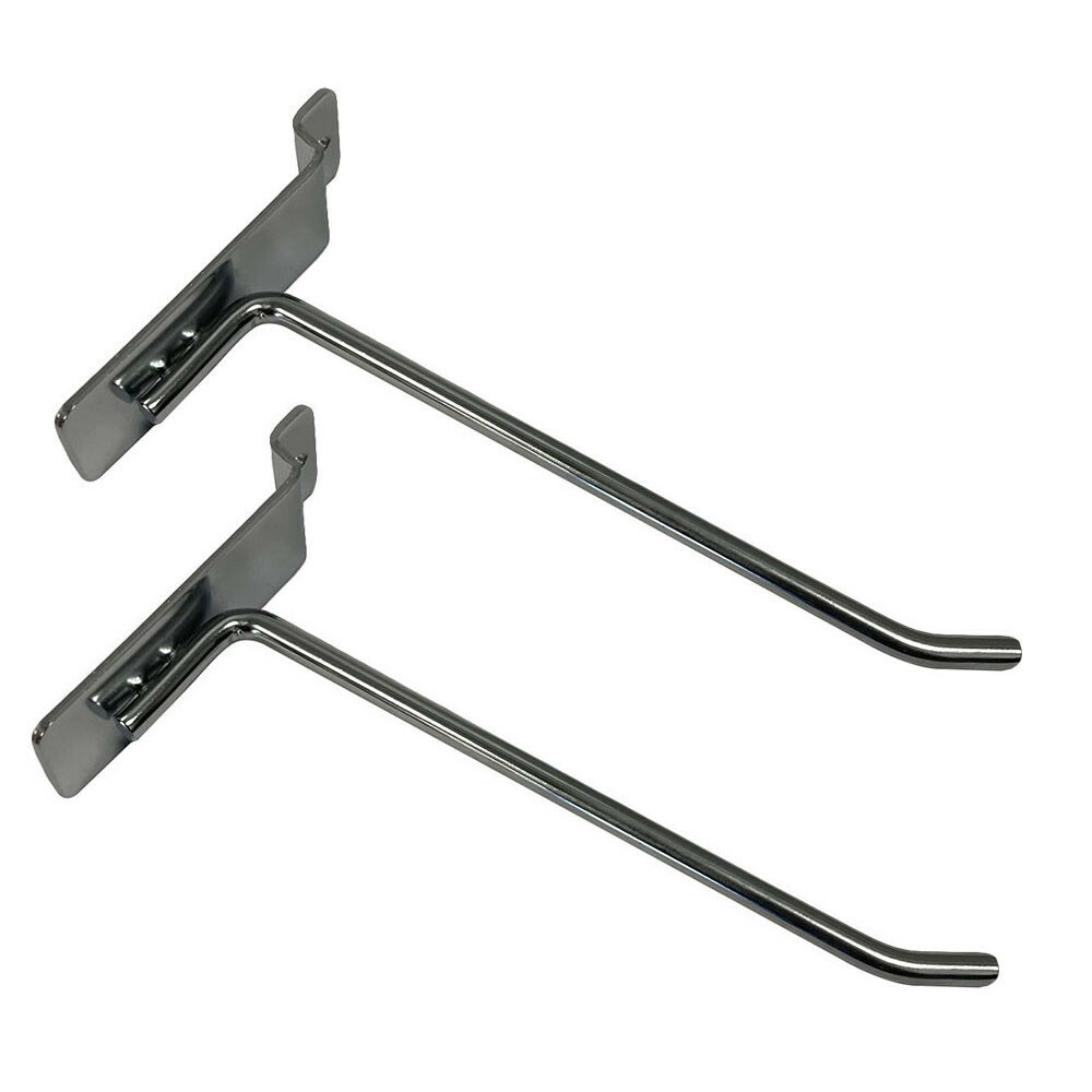 8" Slatwall Hooks, Chrome, Hanger Display,Display Panel Hooks Wire Metal 2Pc Set