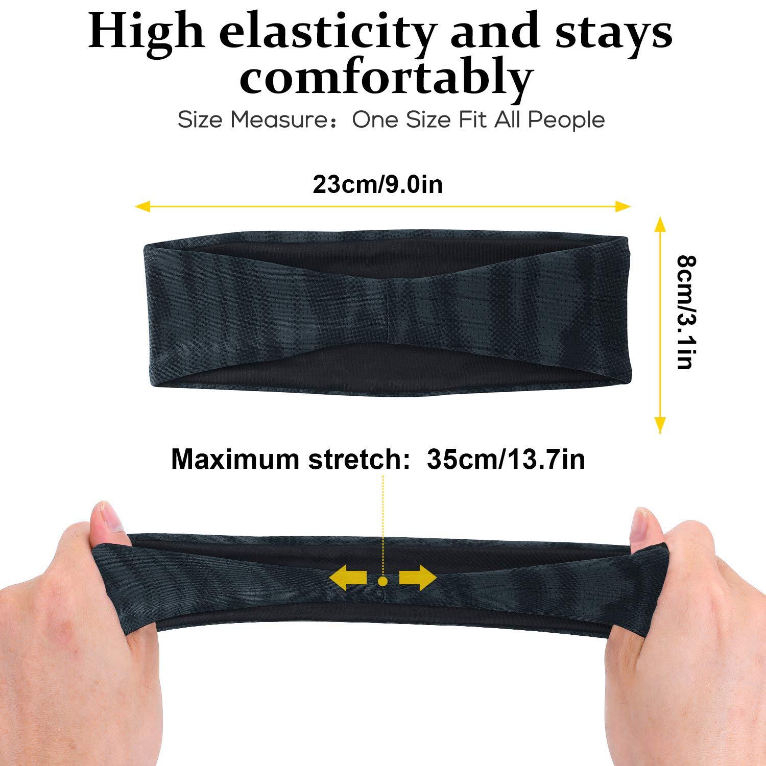 Non Slip Sports Headband for Women Men Moisture Wicking Sweat Stretch Hair Band