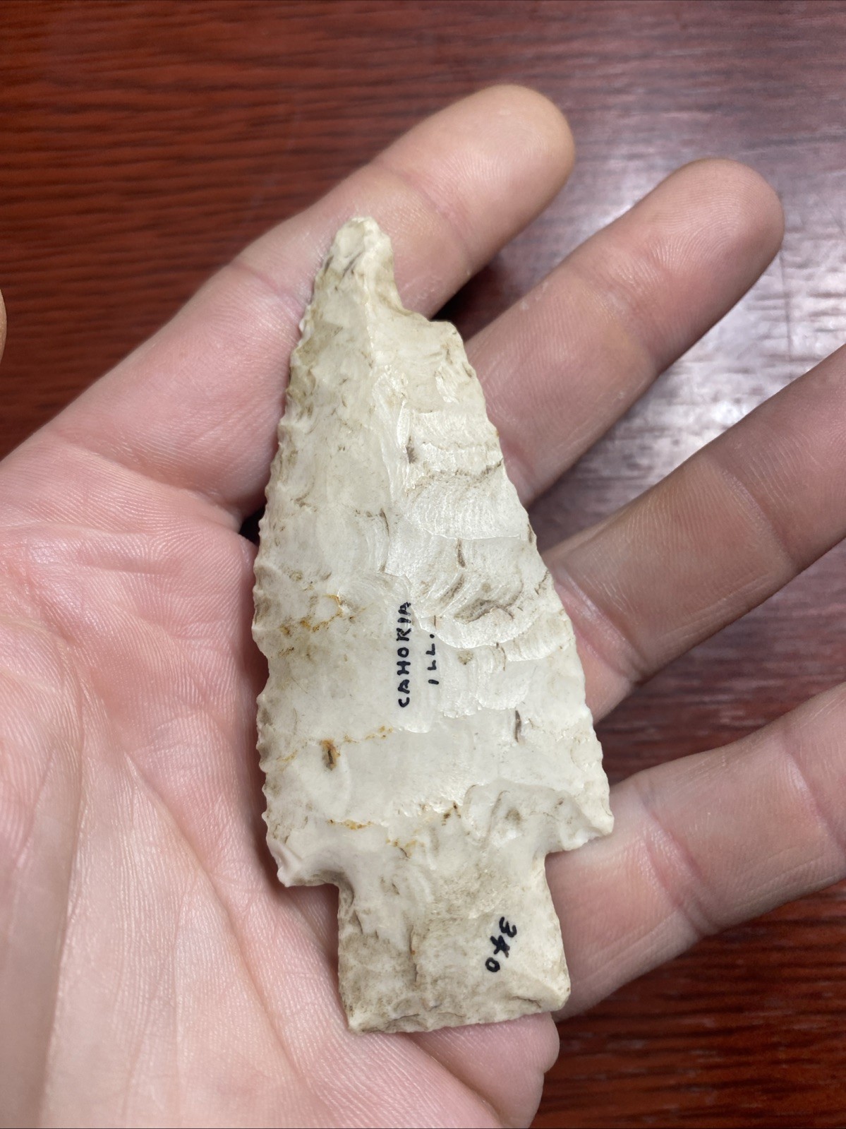 MLC s8277 3 1/2” Archaic Hardin Arrowhead Illinois Artifact