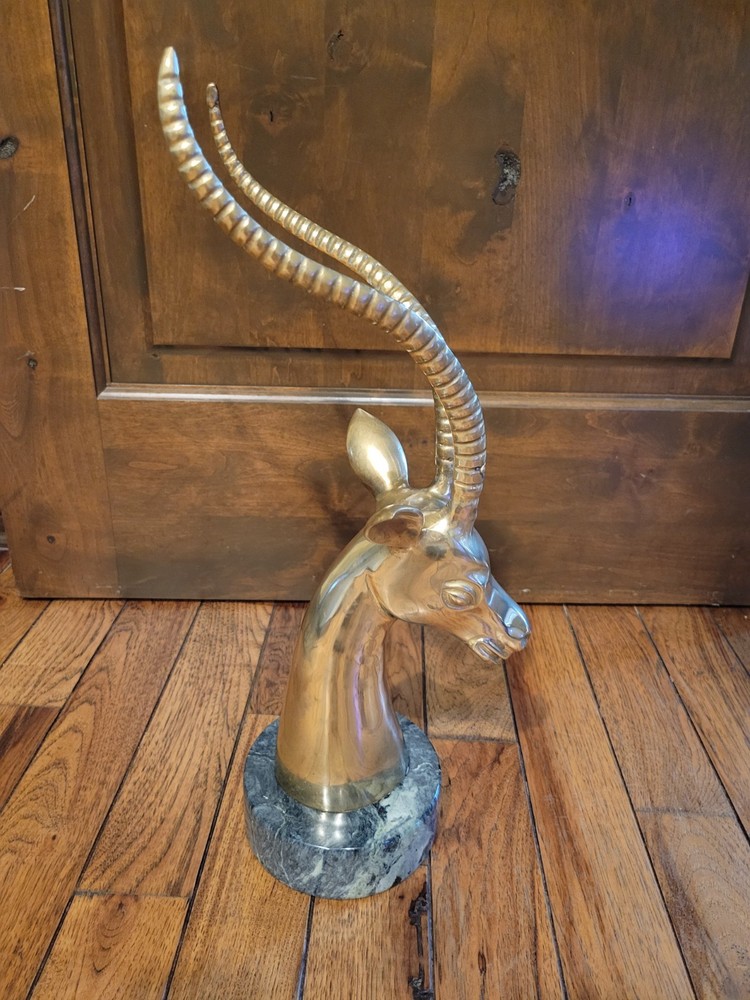 Solid Brass Vintage Antelope w/ Solid Marble Bass